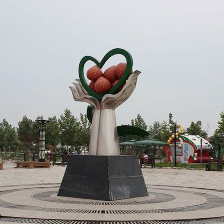 不锈钢草莓水果标志雕塑