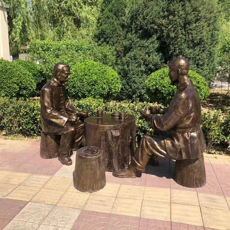 城市茶水摊人物景观铜雕