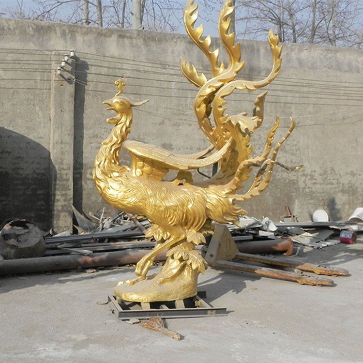 凤凰动物标志景观铜雕