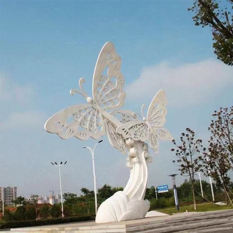 不锈钢白色蝴蝶动物雕塑