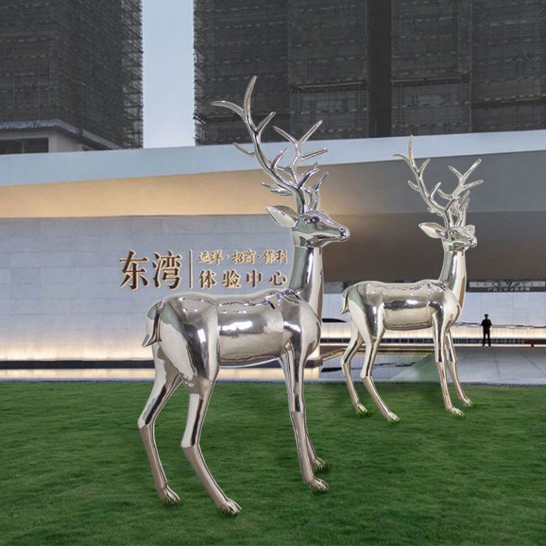 公园不锈钢鹿动物雕塑