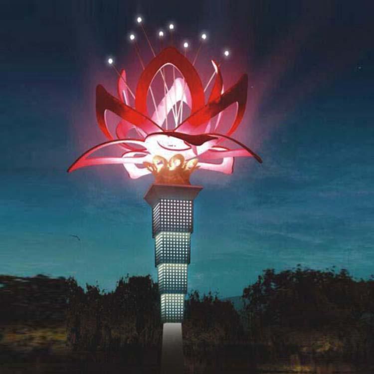 发光花朵不锈钢雕塑