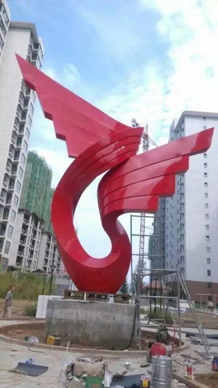 不锈钢抽象彩带标志雕塑