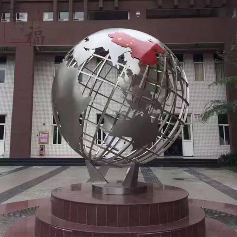 不锈钢城市地球仪景观雕塑
