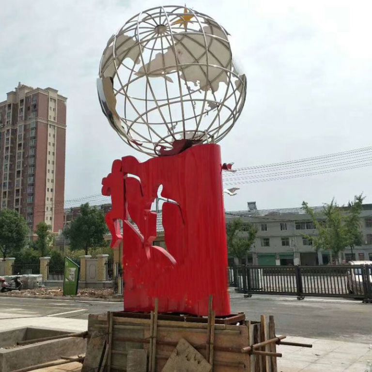 地球仪标志不锈钢景观雕塑