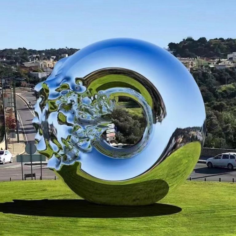 小区水景不锈钢圆环雕塑