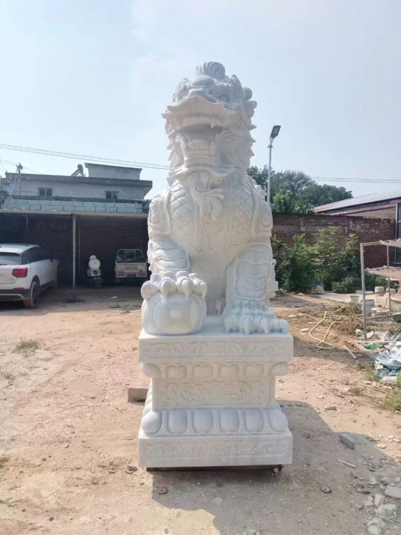 石雕麒麟加工厂 庭院汉白玉雕塑
