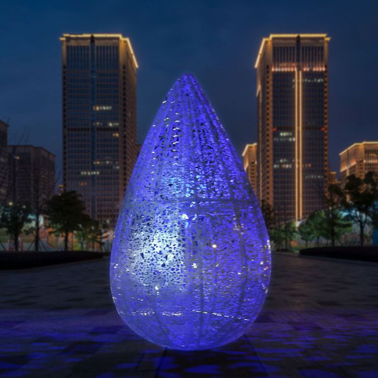 镂空水滴不锈钢景观雕塑