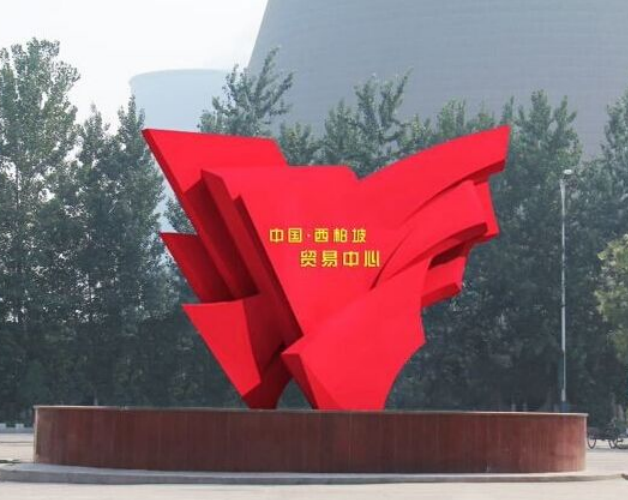 党 旗标志户外不锈钢雕塑