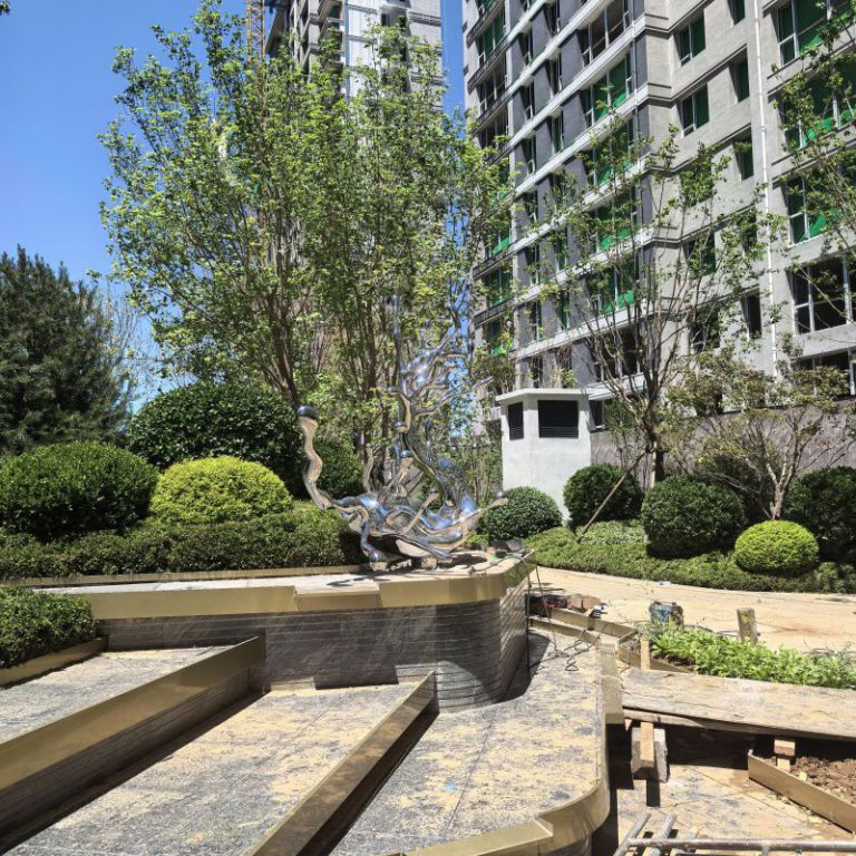 不锈钢浪花雕塑摆件