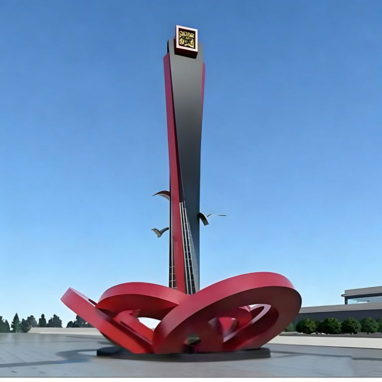 广场大型不锈钢精神堡垒雕塑