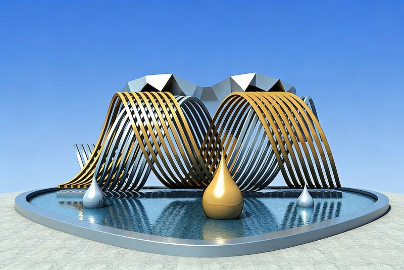 飘带水景雕塑不锈钢景观雕塑摆件