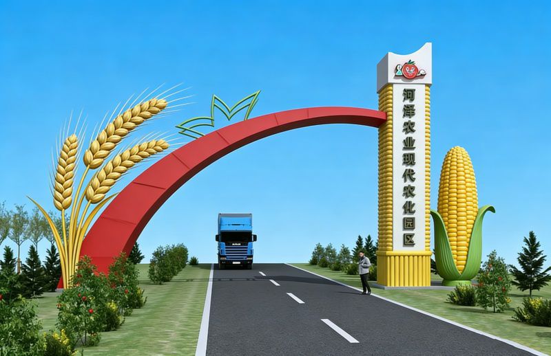 产业园不锈钢大门雕塑