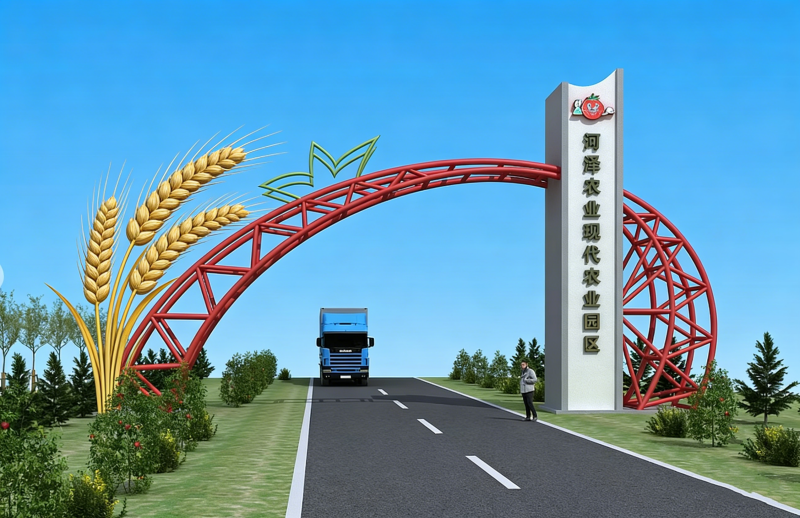 城市不锈钢拱门雕塑摆件