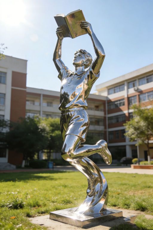 手拿书本雕塑 校园不锈钢人物雕塑