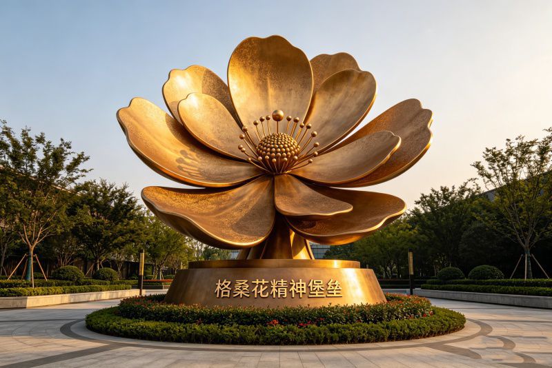大型不锈钢格桑花雕塑