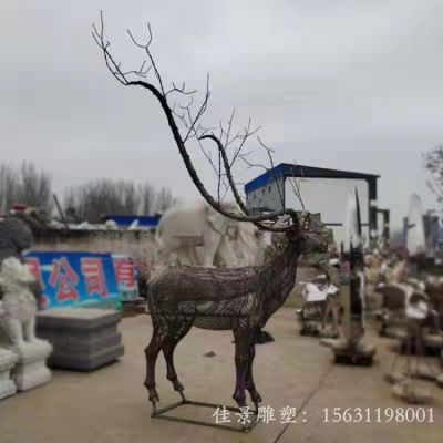 不锈钢梅花鹿雕塑公园动物雕塑