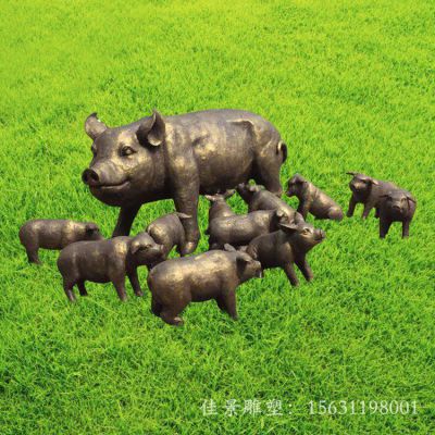 铸铜动物雕塑公园草坪小猪铜雕