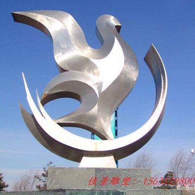 广场景观不锈钢抽象飞鸽雕塑