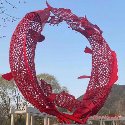 公园景观不锈钢鱼群雕塑