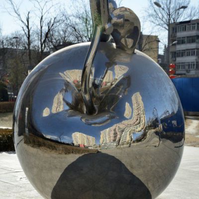 城市景观不锈钢镜面苹果雕塑 