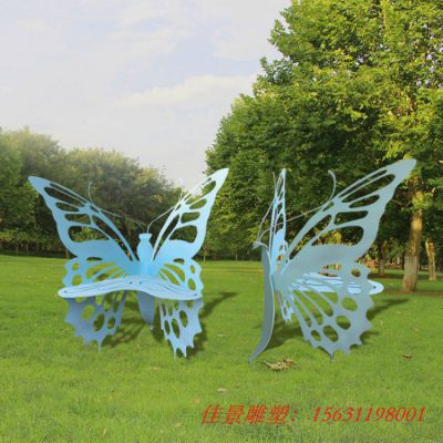公园景观摆件不锈钢镂空蝴蝶动物雕塑