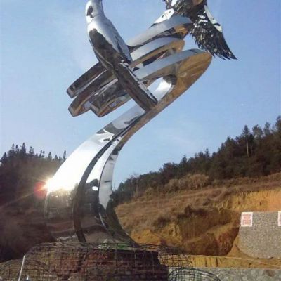 不锈钢校园抽象翱翔雕塑