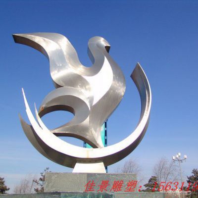 不锈钢大型抽象鸽子雕塑