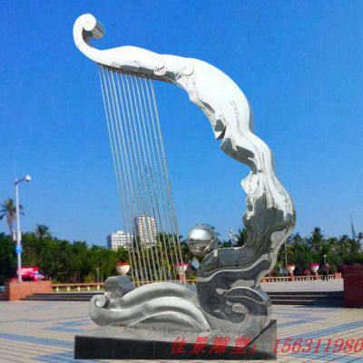 广场乐器不锈钢竖琴雕塑