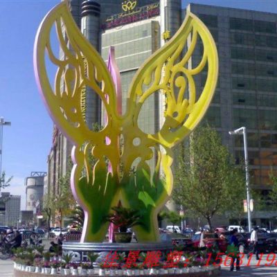 城市彩色不锈钢蝴蝶雕塑