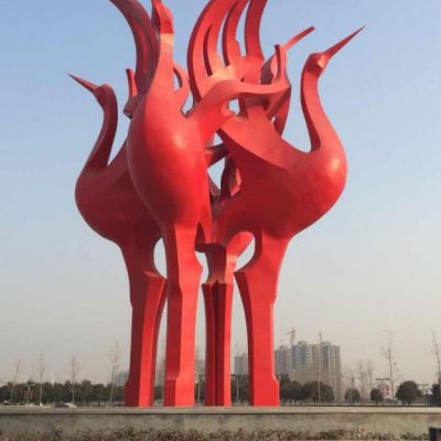 广场不锈钢动物仙鹤雕塑