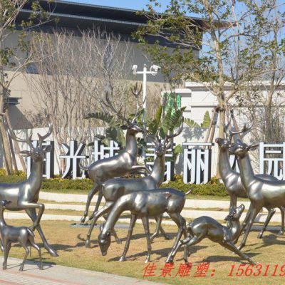 公园不锈钢梅花鹿动物雕塑
