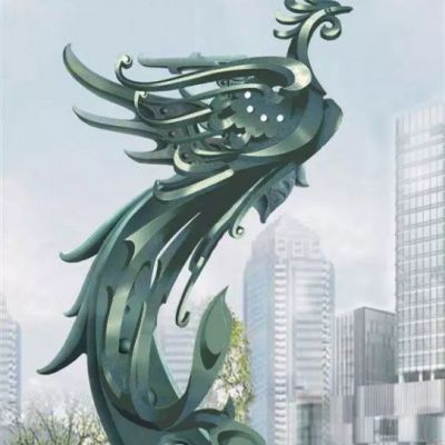 城市大型凤凰不锈钢雕塑
