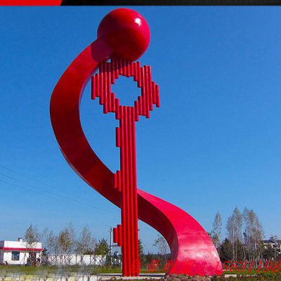 不锈钢大型党旗钥匙景观雕塑