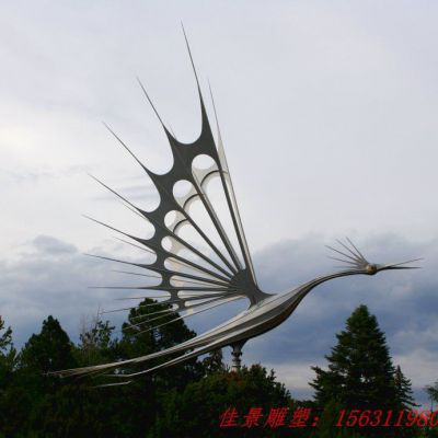 广场不锈钢抽象小鸟雕塑