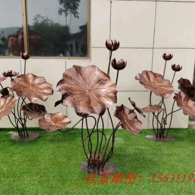 不锈钢古铜色荷花雕塑