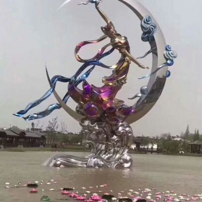 广场景观不锈钢嫦娥奔月雕塑