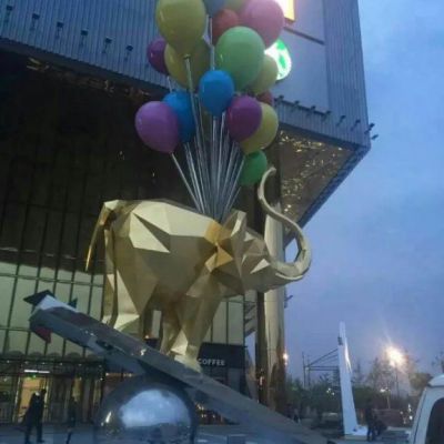 不锈钢镜面大象雕塑