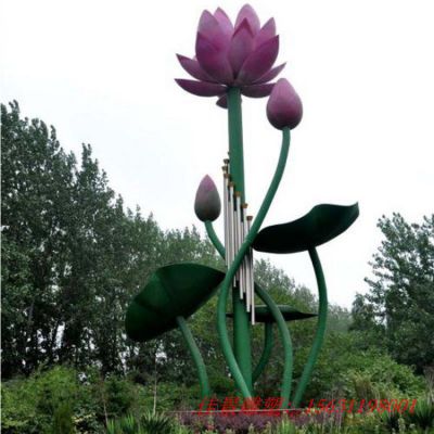 大型不锈钢荷花雕塑