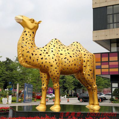 不锈钢大型抽象骆驼雕塑