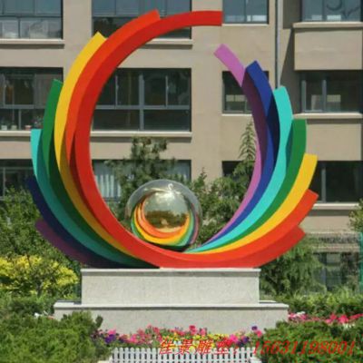 不锈钢抽象彩虹雕塑