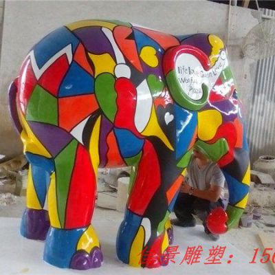 不锈钢喷绘大象雕塑