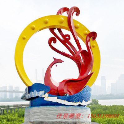 不锈钢大型标志抽象凤凰雕塑
