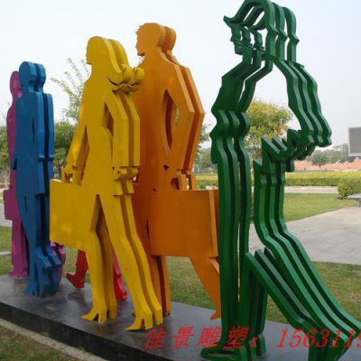 不锈钢逛街购物人物雕塑