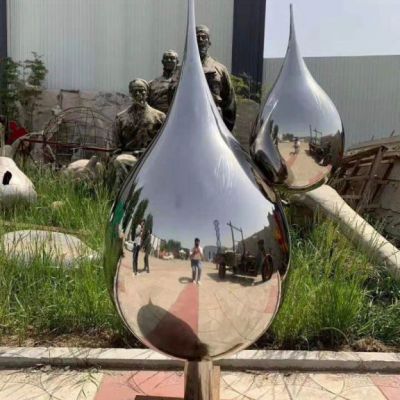 不锈钢镜面水滴雕塑