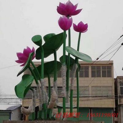 公园景观不锈钢荷花荷叶雕塑