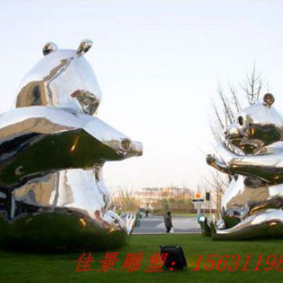 镜面不锈钢卡通小熊雕塑