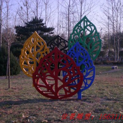 不锈钢公园抽象树叶雕塑
