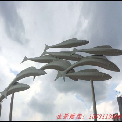不锈钢鲤鱼群公园动物雕塑