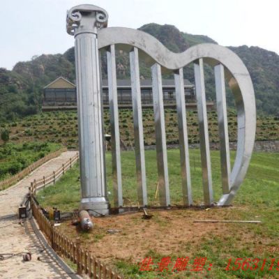 公园不锈钢抽象竖琴